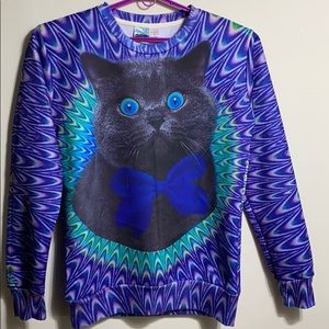 6 Hr. Sale Mr. Gugu & Miss Go Cat Print Crewneck